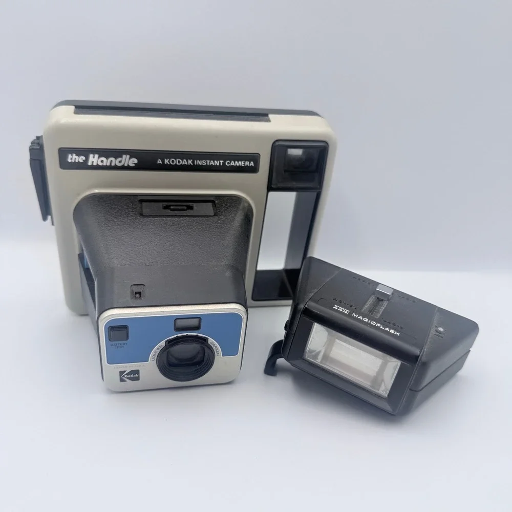 Vintage Kodak The Handle Instant Camera with ITT Magicflash Bundle 1970s USA
